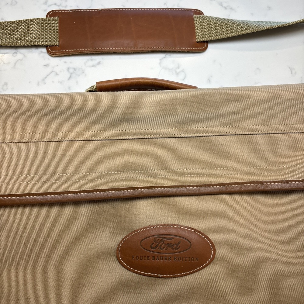 Ford X Eddie Bauer Canvas Leather Fold Up Hanging Garment Travel Bag Brass Hook - Picture 2 of 12